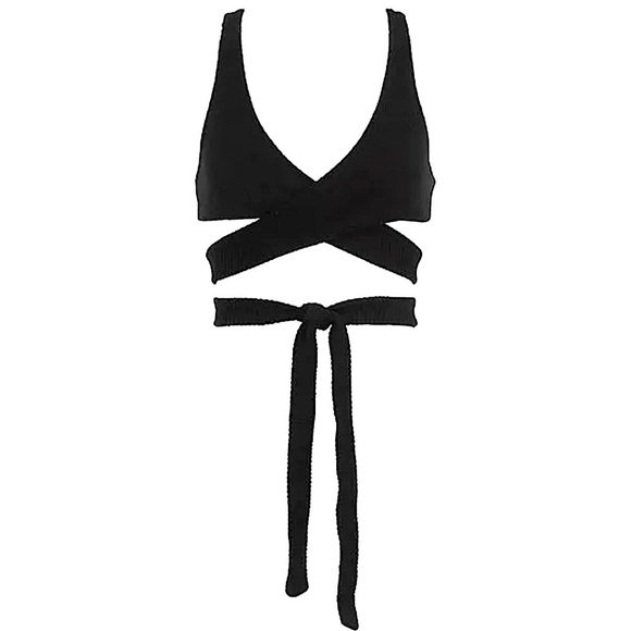 NWT Laina Rauma szL Fuzzy Knit Rib Ballerina Sport Bra Black LainaRauma Dance - Picture 1 of 9